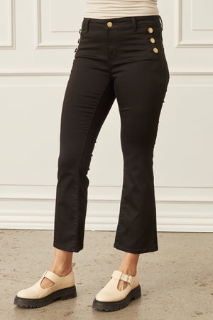 I SAY Lido Button Jeans Pants 900 Black
