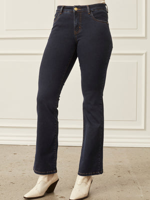 I SAY Lido Flare Jeans Pants 693 Denim Blue Unwashed