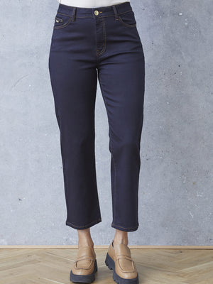 I SAY Lido Straight Jeans Pants 672 Blue Black Denim