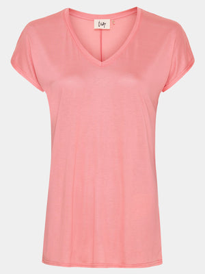 I SAY Nugga V-Neck T-Shirt Basics 407 Autumn Rose