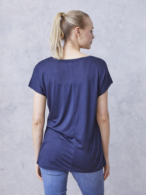 I SAY Nugga V-Neck T-Shirt Basics 640 Navy