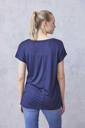 I SAY Nugga V-Neck T-Shirt Basics 640 Navy