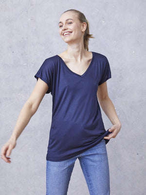 I SAY Nugga V-Neck T-Shirt Basics 640 Navy