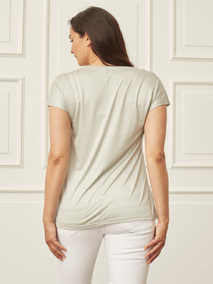 I SAY Nugga V-Neck T-Shirt Basics 807 Light Mint