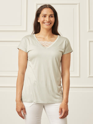 I SAY Nugga V-Neck T-Shirt Basics 807 Light Mint