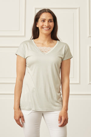 I SAY Nugga V-Neck T-Shirt Basics 807 Light Mint